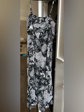 Lane Bryant Black and White Paisley Maxi Dress